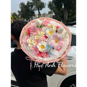 BÓ HOA MIX GIỐNG HOA TƯƠI MÙA XUÂN A81 TẶNG BẠN GÁI,NGƯỜI THÂN