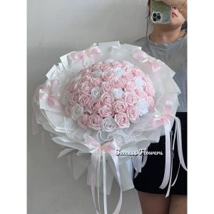 BÓ HOA SÁP 50 BÔNG DÁNG CÔNG CHÚA - QUÀ TẶNG BẠN GÁI, NGƯỜI YÊU CÁC DỊP LỄ- TẶNG kep tóc