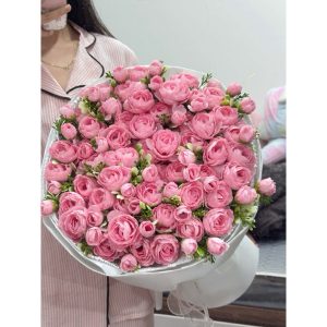 Bó Hoa Lụa Cao Cấp Form To, Bó Hoa Trà, Hoa Lụa Nhập Trang Trí Form Tròn Sang Trọng, Quà Tặng Sinh Nhật, Kỷ Niệm, Decor