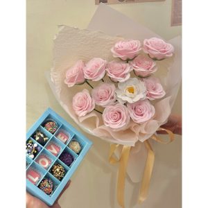 Bó Hoa Sáp 12 Hoa Hồng Hồng Baby – Hoa Giả Cao Cấp Tặng Sinh Nhật, Valentine