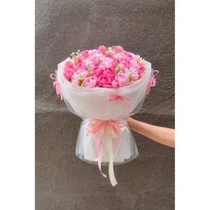 Bó Hoa Trà Lụa Hồng Pastel – Hoa lụa giả cao cấp, tặng kỷ yếu, sinh nhật