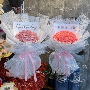 Bó Hoa hồng sáp 25 bông siêu to làm quà tặng người yêu, sinh nhật, mừng lễ tốt nghiệp, hoa sáp thơm- TẶNG kep tóc