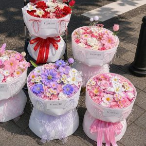 Bó Tròn Mix Hoa Ngẫu Nhiên Cao Cấp Theo Tone Màu Như Hình Cho Khách Chọn Xinh Đẹp Size L