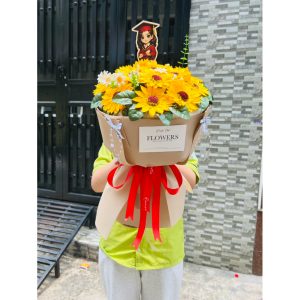 Bó hoa hướng dương sáp 15 bông hot trend tặng tốt nghiệp, chụp kỉ yếu giá rẻ