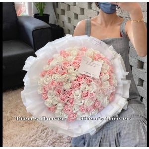 Bó hoa sáp 99 bông kiểu dáng công chúa shop sẵn nhiều mẫu- TẶNG kep tóc