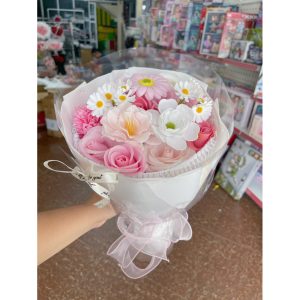 Bó hoa sáp thơm dáng tròn hàn quốc tone hồng nhẹ nhàng