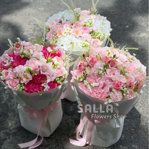 Bó hoa tú cầu lụa mix hoa sáp giấy Vân đá.300..quà tặng sinh nhật