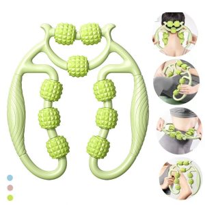 Dụng Cụ Massage Thủ Công Cầm Tay Giảm Đau Nhức Cột Sống, Cổ Vai, Tay Cầm Chống Trượt, Con Lăn 360 Độ