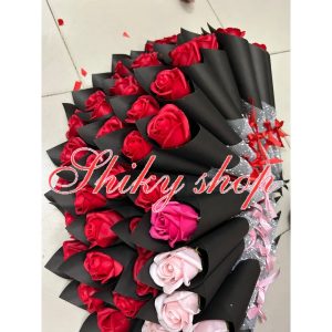 Hoa hồng sáp 1 bông giấy đen cực thơm- TẶNG kep tóc