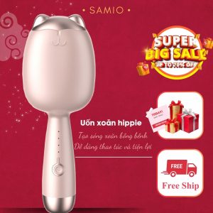 Máy Uốn Tóc Hippie Trục 32mm Hình Mèo, Máy Dập Xoăn Sóng Rãnh Sâu Chất Liệu Gốm Sứ Ion Âm - SAMIO