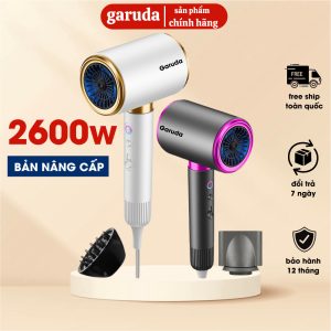 Máy sấy tóc chính hãng garuda cao cấp, công suất 2600w có ion âm 2 cấp độ gió 3 cấp độ nhiệt, nhựa pp chống cháy
