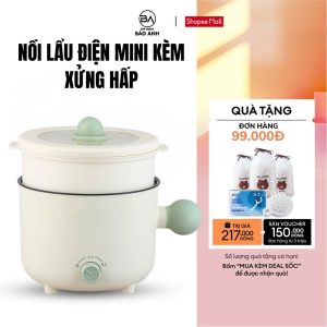 Nồi lẩu điện đa năng mini kèm khay hấp chống dính dung tích 1,8L công suất 600W. BẢO ANH BH 12 THÁNG