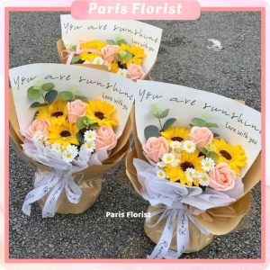 Paris-Bó hoa sáp hướng dương 8 bông mix nhỏ xinh nhà Paris, quà tặng tốt nghiệp, quà tặng kỉ niệm...