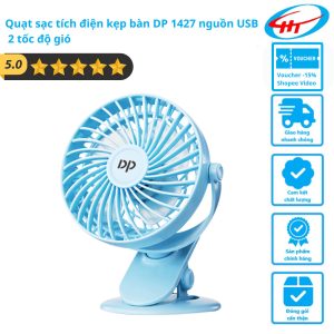 Quạt sạc tích điện kẹp bàn DP 1427 nguồn USB, 2 tốc độ gió - Hàng hot trend