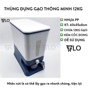 Thùng Đựng Gạo Thông Minh 12kg Kèm Cốc Đong